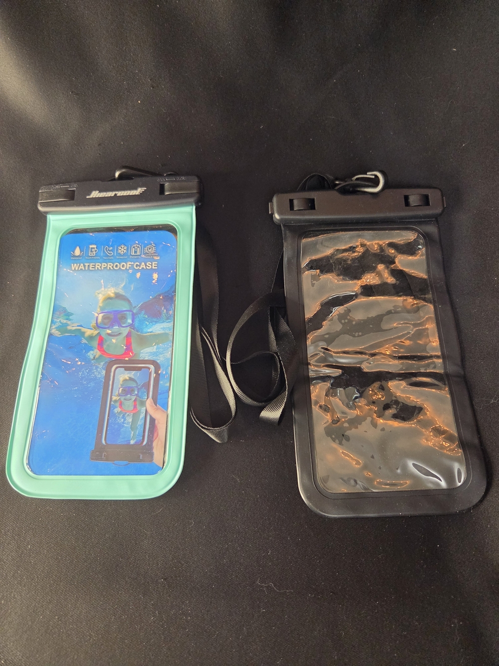 Universal Waterproof Phone Case with Neck Strap - Black & Teal